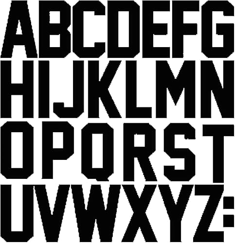 Juego de 4 letras de vinilo de 2 pulgadas para planchar con letras de transferencia de calor, alfabetos para ropa, bolsa de camiseta (negro)