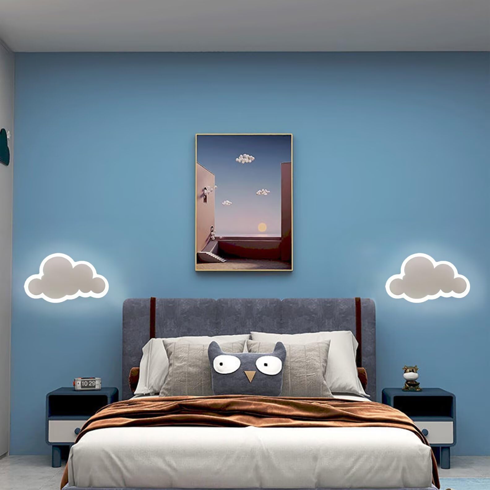 Applique da parete bambino forma di nuvola LED con interruttore a tirante, Luce da Parete camerette dimmerabile 7W 3000K-6000K Lampada da parete da Comodino Camera da letto Lampada da bambini,Rosa