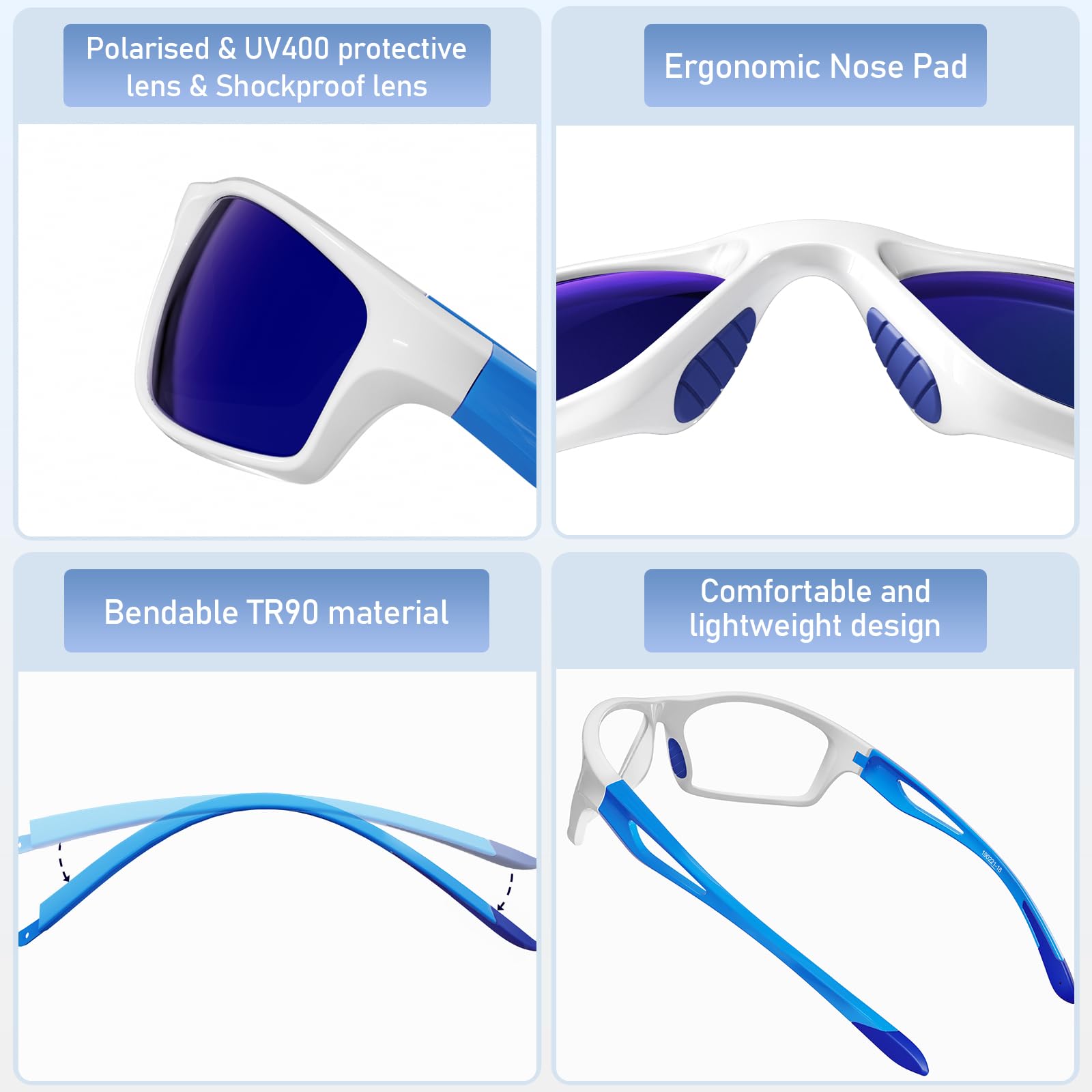CHEREEKI Lunettes De Soleil Homme Polarisées UV400 - Idéales Cyclisme, Conduite Et Sports