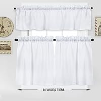 Vista 78 de NANAN Tier Curtains for Kitchen 24 Inch, Waffle Weave Textured Tailored Short Curtains for Bathroom Waterproof Window Covering Kitchen Cafe Curtains