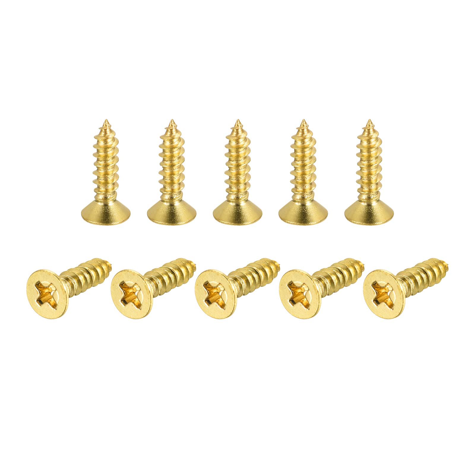 TA-VIGOR M4 Small Phillips Brass Wood Screws 16mm, Cross Flat Head Gold Plated Self Tapping Screw for Wood, Dollhouse, Jewelry Box, Guitar & Miniature Furniture 25pc