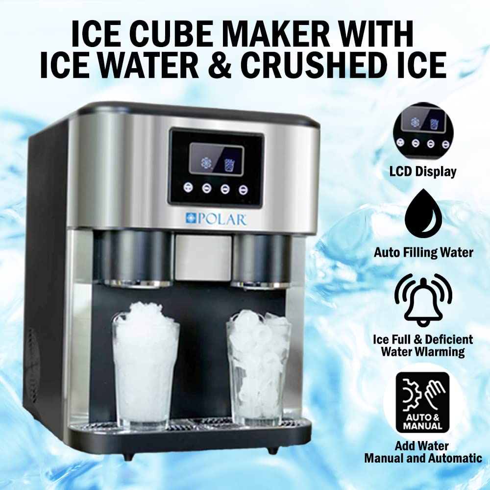 Polar Ice Cube Maker Machine With Crushed Ice, Cold Ice Water Dispenser