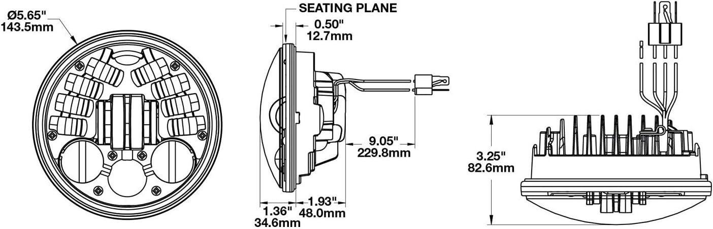 8690A2-12V Led Headlight, Chrome