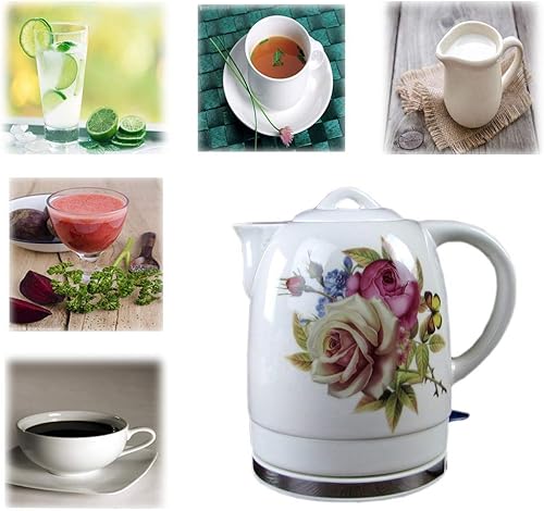 Miniatura 2 de OMOONS Tetera eléctrica de cerámica inalámbrica jarra de 18 litros agua rápida para té café sopa base extraíble de avena apagado automático