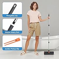 Vista 4 de Cepillo de fregar con mango largo, cepillo de fregar el piso con escobilla de goma para limpieza, escobilla de ducha 3 en 1 escoba de piso