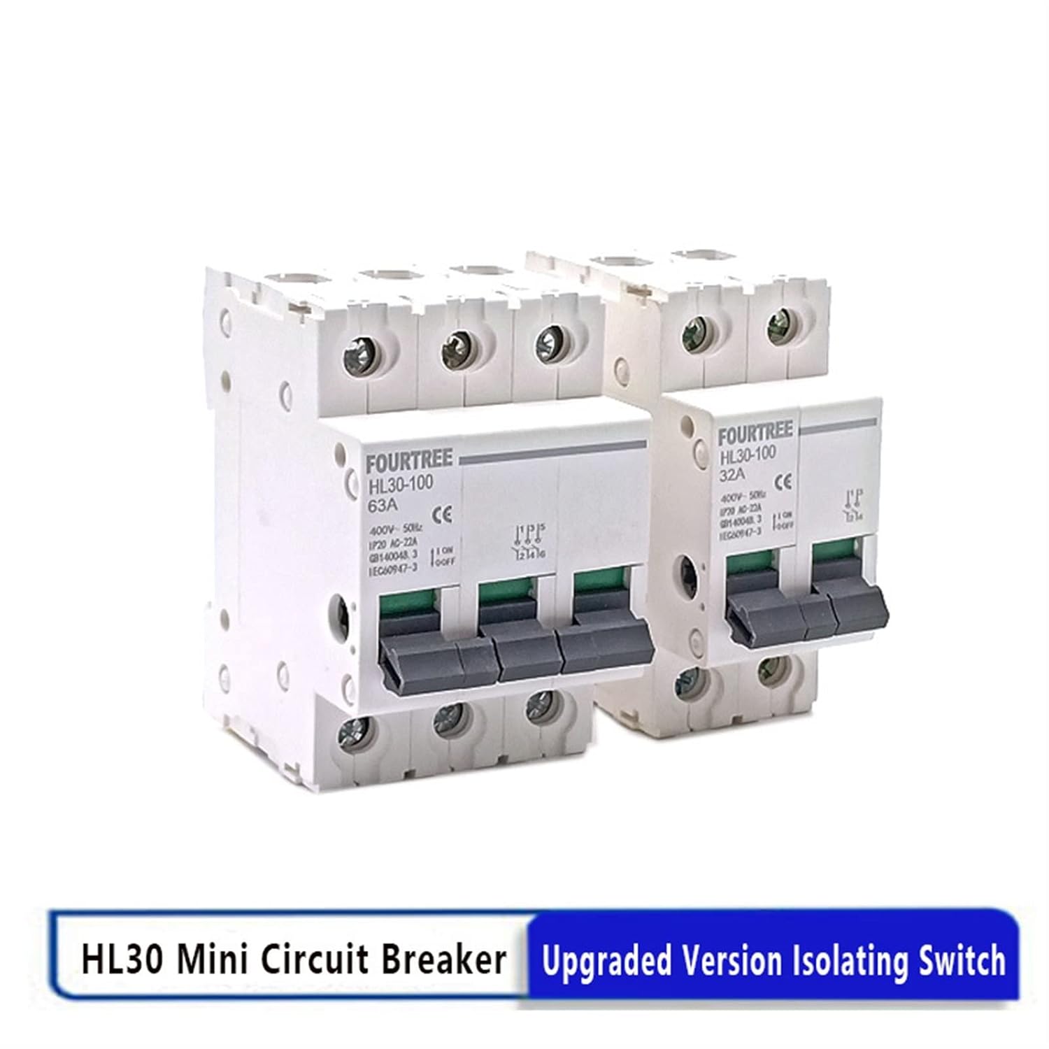 1P 2P 3P 4P Main Switch HL30 Isolating Circuit Breaker Household Function Disconnector Isolator 32A 63A 100A Laser Printing (Color : 3P, Size : 80A)