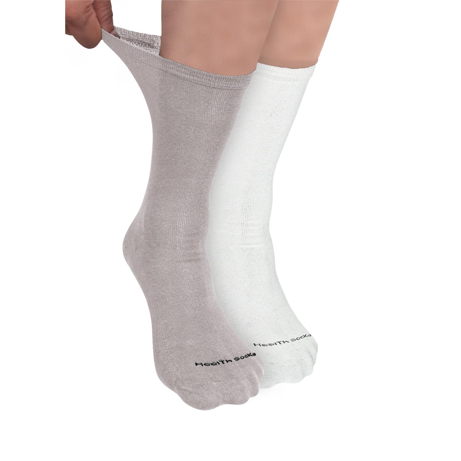 FOOTPRINTS Unisex Organic Cotton Bamboo Diabetic Care Calf Lenght Socks | Thicker Soft Comfy Seamless | Pack of 2 | 1 Grey 1 White (B0D8ZWPHXS) Amazon Price History, Amazon Price Tracker
