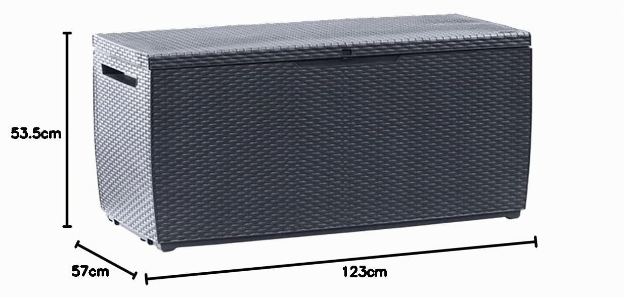 Keter Capri, scatola portaoggetti in plastica per esterni, 123 x 53,5 x 57 cm, colore: grafite