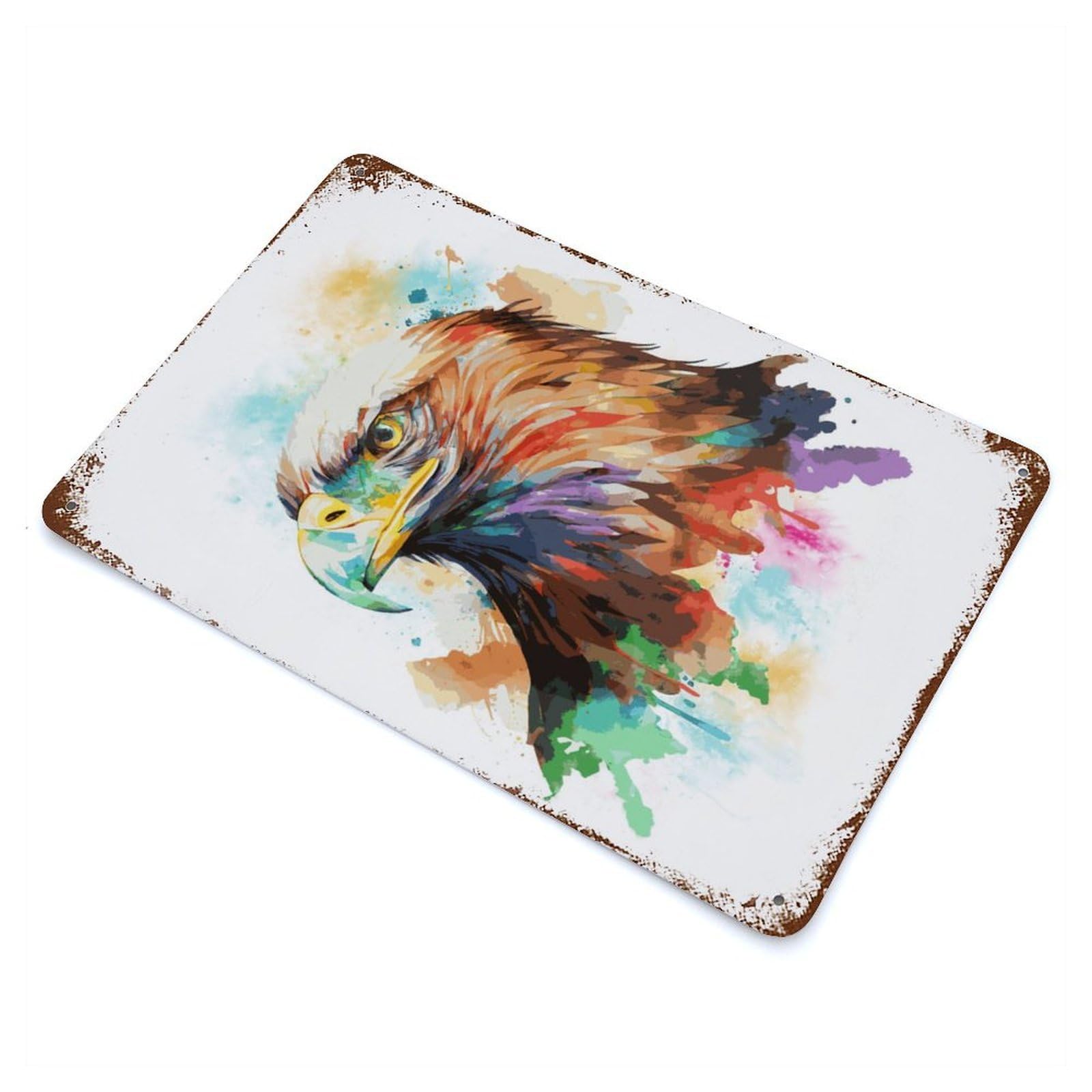 Watercolor Bald Eagle Art Retro Metal Sign 11.8"x7.9", Classic Wall Plaque for Garage, Pub Or Kitchen