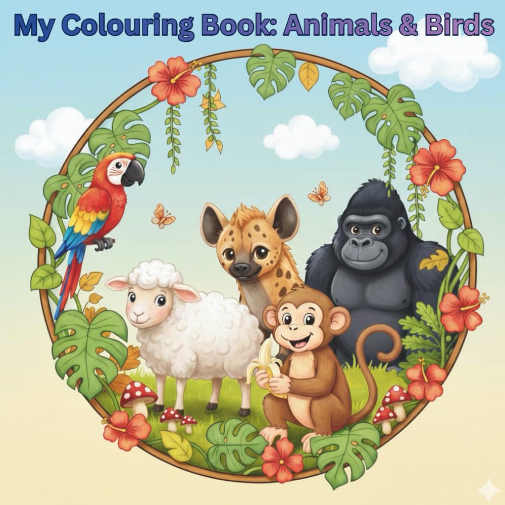 My Colouring Book : Animals & Birds: Fun & Easy Colouring Pages for Kids | Cute Birds, Farm Animals & Wild Animals for Preschool Learning