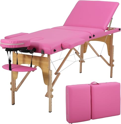 Miniatura 19 de FDW Cama de masaje portátil de 28 pulgadas de ancho, cama de pestañas 3 mesas de spa plegables de altura ajustable plegable con colgador de toalla