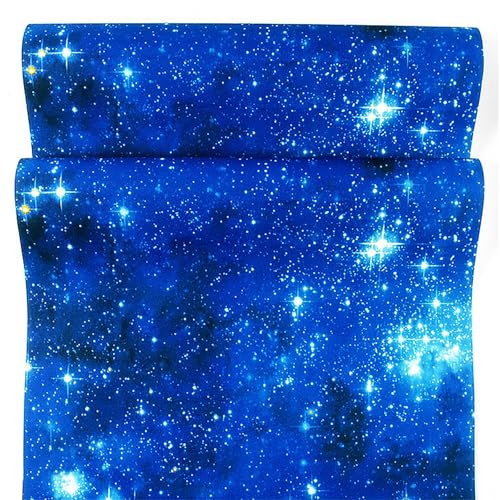 Papel tapiz autoadhesivo de cielo estrellado, rollo de vinilo de plástico azul grueso con reverso adhesivo, papel tapiz de aluminio for sala de estar dormitorio(Blue,53cm*9.5m)