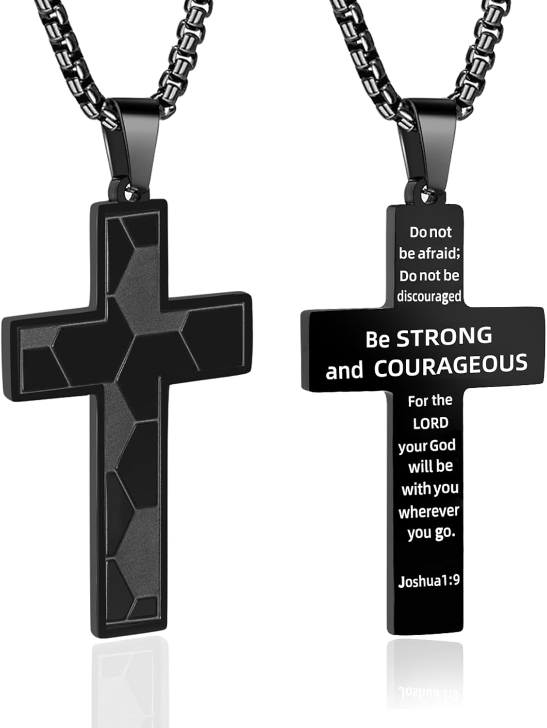 Soccer Cross Necklace for Men, Black Cross Necklace Gifts for Men, First Communion Baptism Religious Christmas Birthday Pendant Chain Gifts