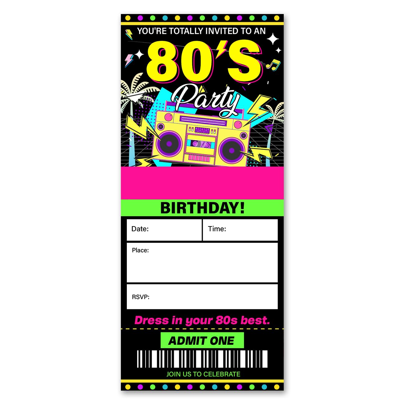 amazon-com-vahatan-80-s-party-invitations-20-pack-retro-80s-ticket-invitations-with-envelopes-invites-cards-for-birthday-party-home-kitchen for 80 S Invitations Free Printable Amazon.com : VAHATAN 80's Party Invitations 20 Pack Retro 80s Ticket Invitations with Envelopes Invites Cards for Birthday Party : Home & Kitchen for 80 S Invitations Free Printable