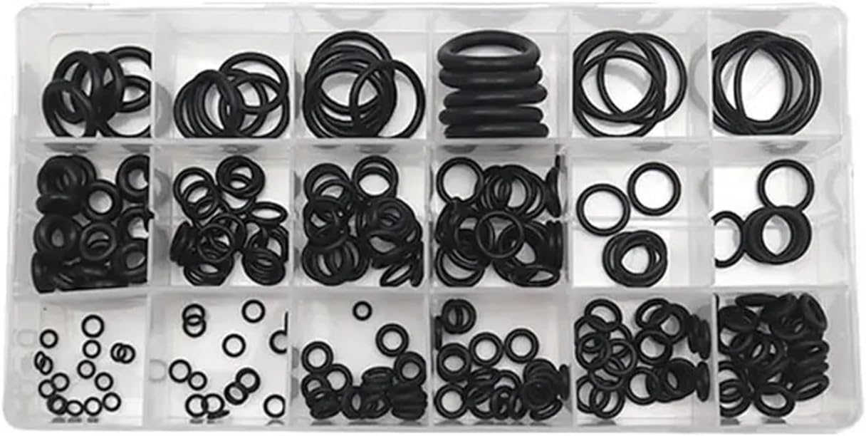 225-265 Pieces O-Ring Repair Kit for Automotive Air Conditioning Compressors, Durable Multi-Color Rubber Sealing Ring Set(225 pcs Black)