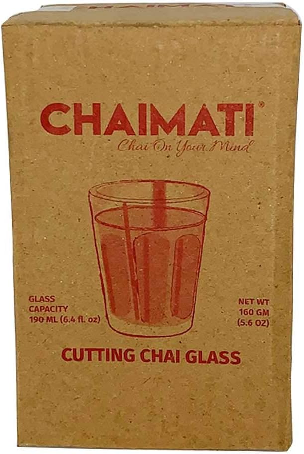 ChaiMati - Cutting Chai Tempered Glass Tea Cup for Authentic Tea Experience | SET OF 6-6.4 Fl.Oz.(190 ML) Cups | Amazing Gift | Packed in Kraft Boxes | Handmade in India | Gets "Chai on your Mind"