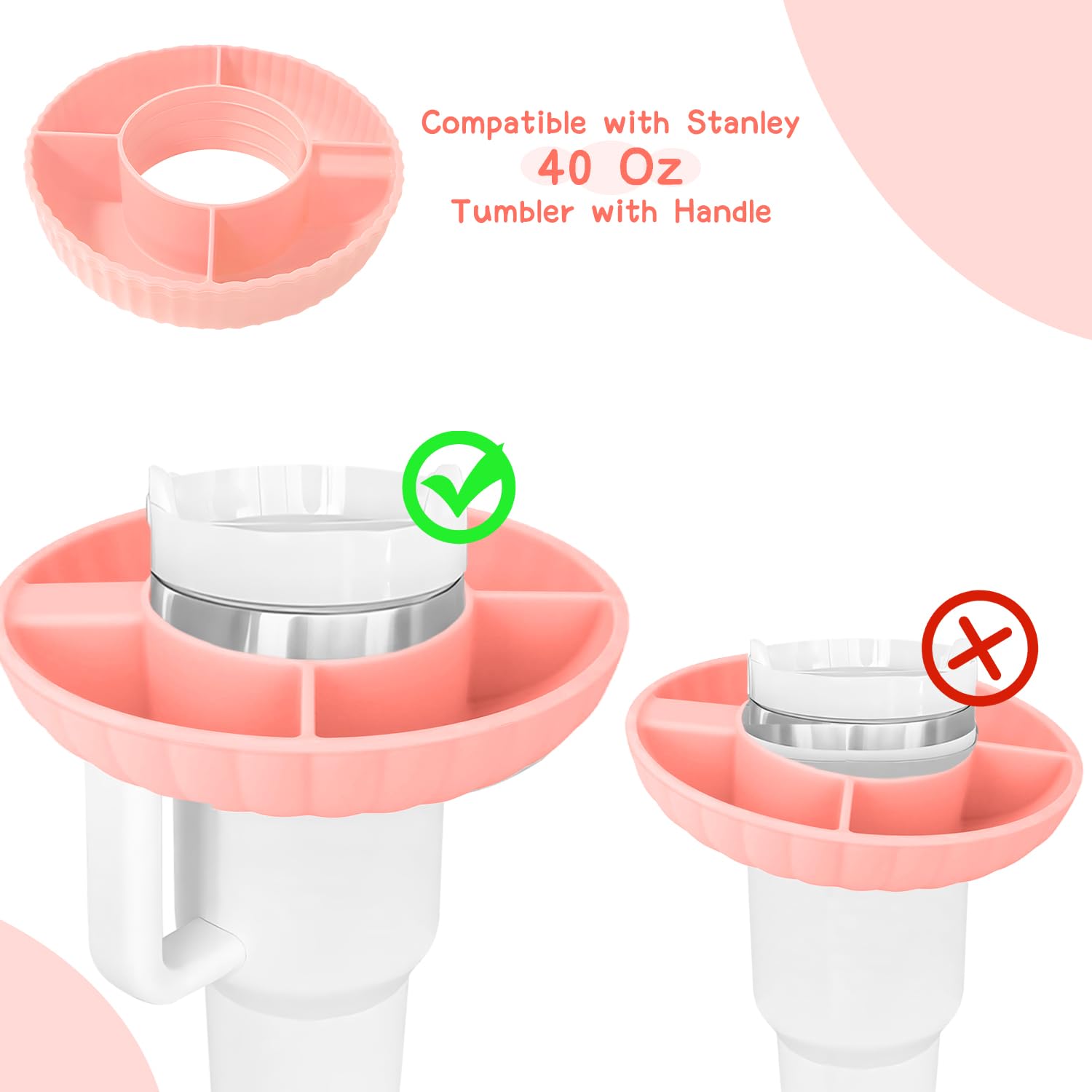Piatto Snack In Silicone Per Tazze Stanley - Con 3 Tappi Antigoccia, Colore Crema - Foto 5