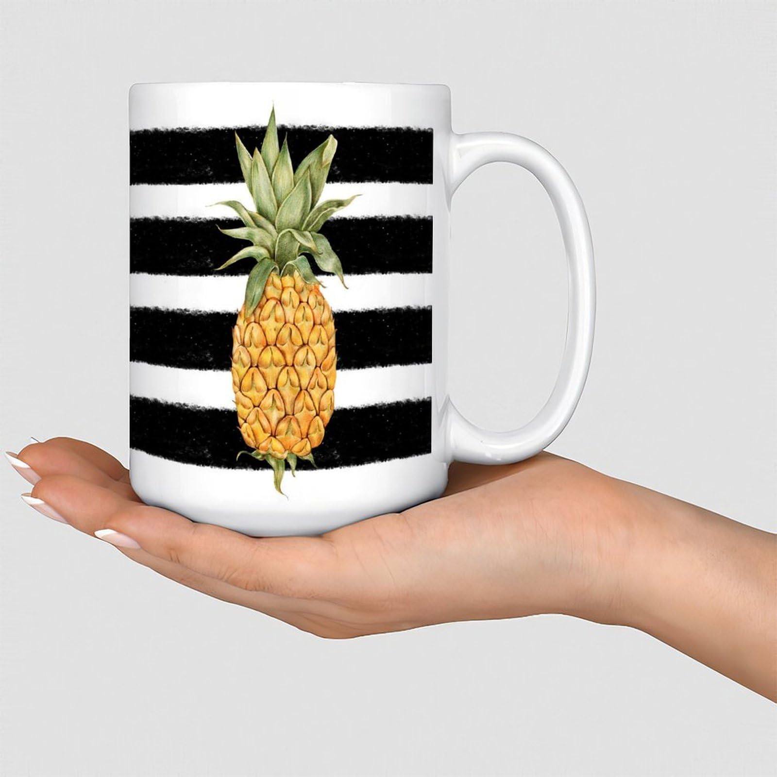 Funny Coffee Mug Pineapple Summer Fruit Coffee Tea Cups Yellow Motivational Ceramic Mugs Gifts for Mom Daughter Coworker Cousin 11oz White
