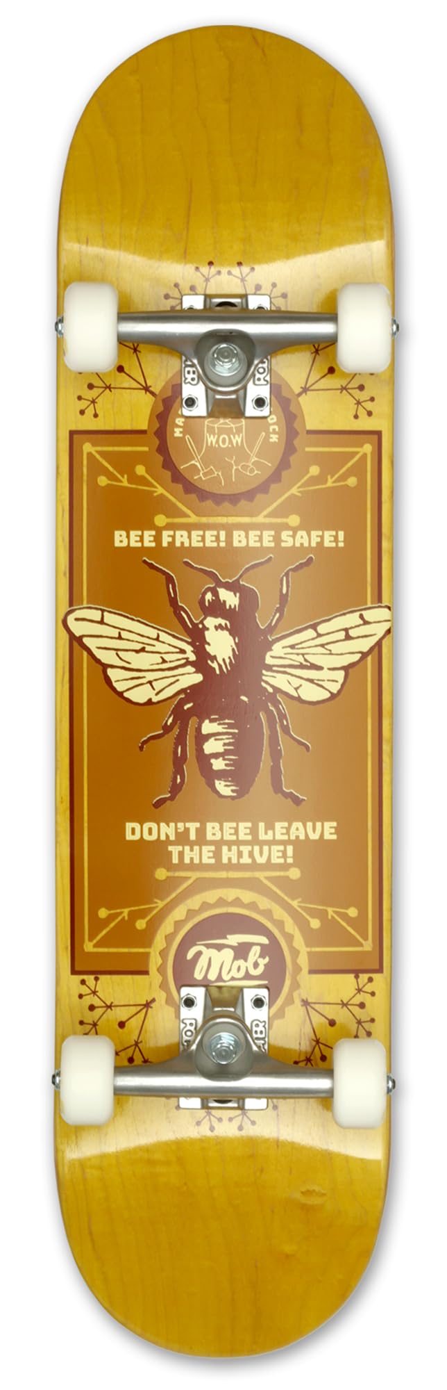 Mob Skateboards Bee 8.0 - Komplettboard 31 x 8 Zoll - Holzbrett aus 7 Schichten Ahornholz - fertig montiert - Skateboard für Jugendliche, Erwachsene, Anfänger und Profis - Gelb