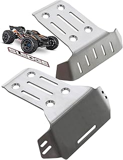 RCarmumb Steel Front Rear Chassis Armor Skid Plate Protecter Guard for Traxxas 1/8 Sledge 4WD Monster Truck 95076-4,RC Upgrades Part Front Chassis & Rear Chassis Hop Ups,Silver,Upgrade 2022