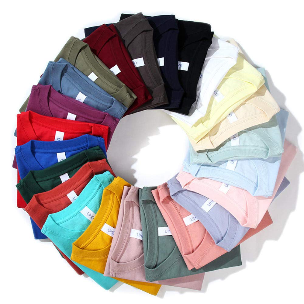 T-shirt męski 230 g, ciężki, bawełniany, luźny, na lato, okrągły dekolt, masywny kolor, 6 sztuk, 22, M