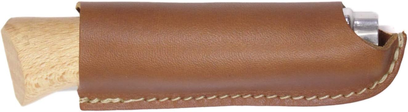 oopsmark Leather Belt Sheath and Case for Knives Designed in Opinel France - Pocket Knife Holder for Camping, Hunting, Fishing, and Picnics (#9 - Tan)