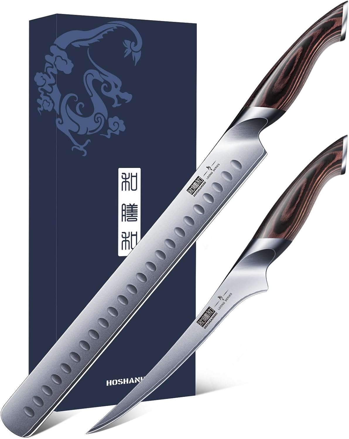 BBQ Carving Knife Set, Brisket Slicing & Boning Knife for Meat Cutting, Professional Ultra Sharp Butcher Carving Knife in Japanese High Carbon Steel