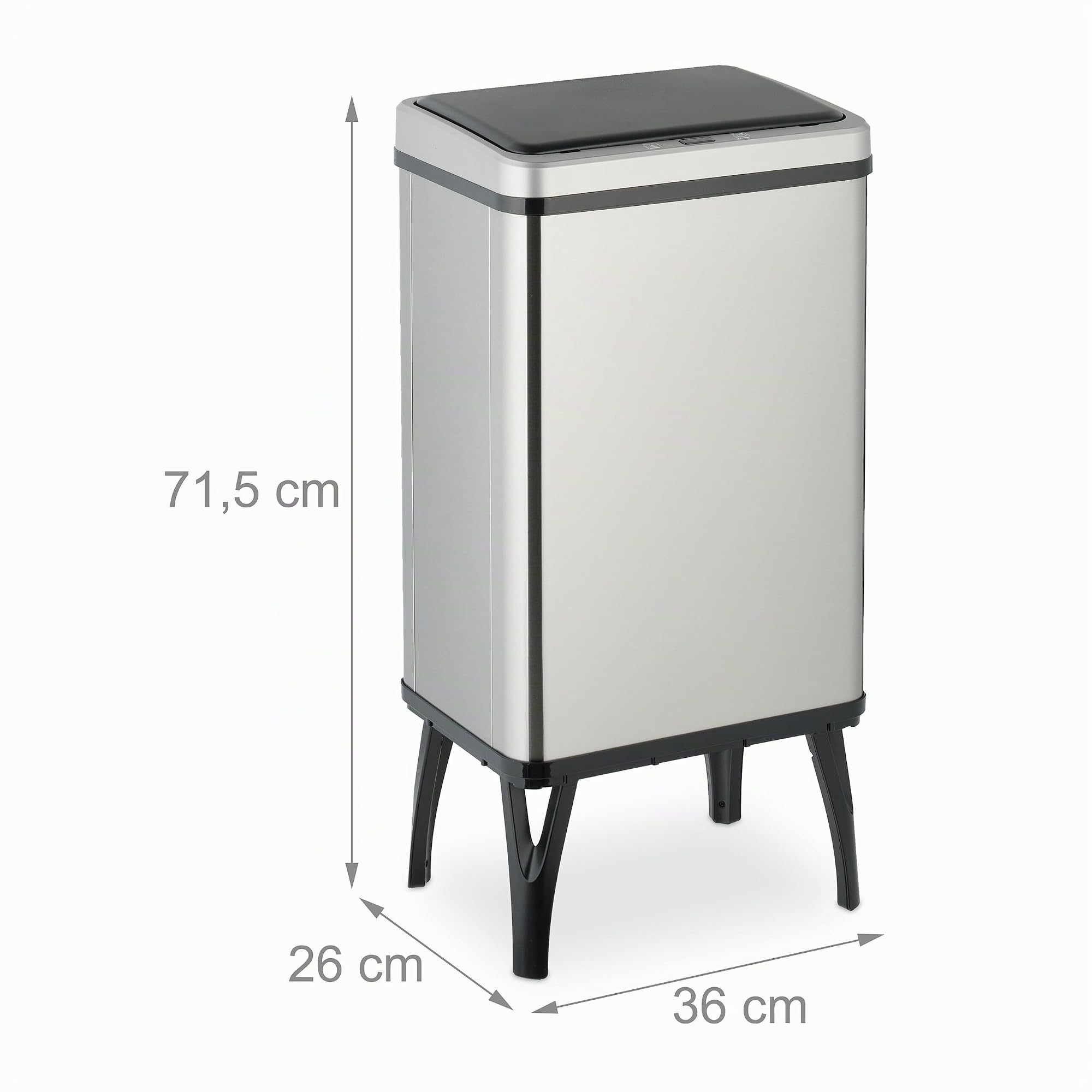 Relaxdays Cubo de Basura Cocina Sensor, 40L, Tapa Eléctrica, Soporte Bolsas, Papelera Automática Acero Inoxidable, Plata