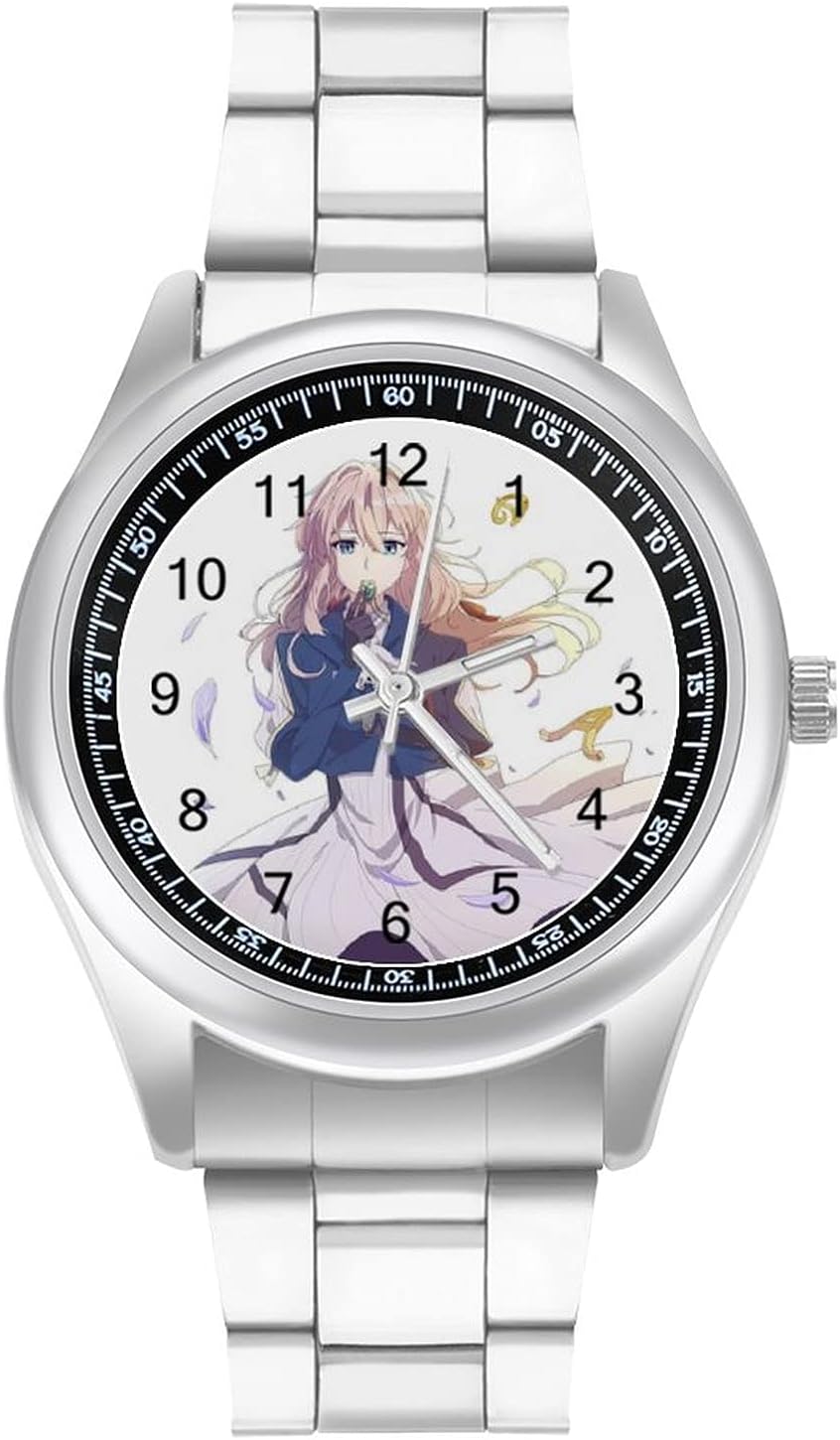 ヴァイオレットエヴァーガーデン イラスト 時計 ステンレススチール時計 ファッション カジュアル が見やすい 軽量 男女兼用 ユニセックス シンプルな文字盤 大好評です