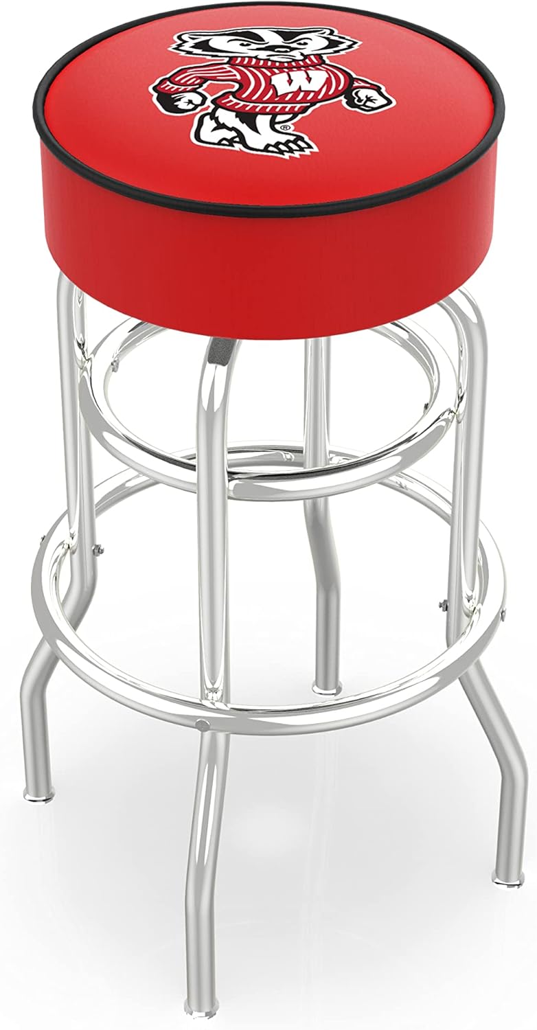 L7C1 Wisconsin Badger 30" Double-Ring Swivel Bar Stool with Chrome Finish