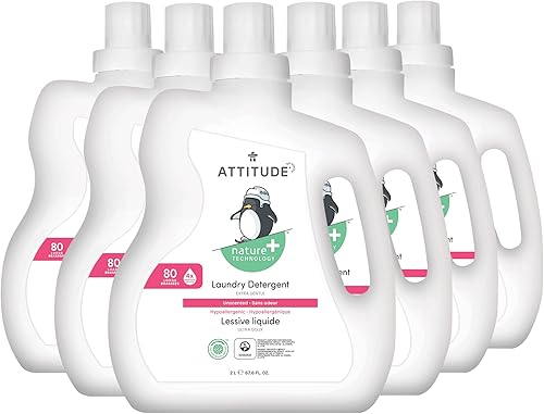 ATTITUDE Detergente para ropa de bebé, fórmula a base de plantas y minerales, para lavadora y productos domésticos veganos y libres de crueldad, sin