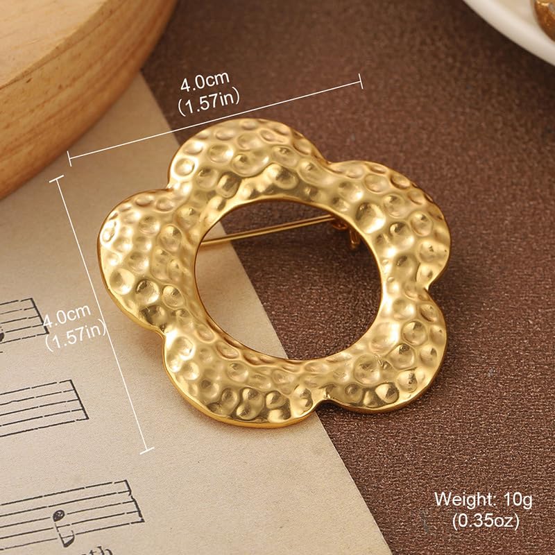 Image of Gold Brooches for Women Ladies Yellow Broach Flower Bow Rhinestone Lapel Pins Blazer Dress Denim Jacket Accessories