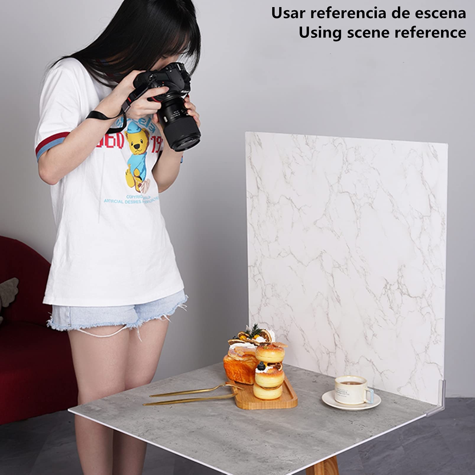 Selens Lot de 2 Toiles de Fond Photo 60 x 60 cm en marbre Blanc Ciment Gris Texture kit Table Verticale Plat pour Studio Photo Youtube Photo Produit Nourriture Bijoux cosmétiques