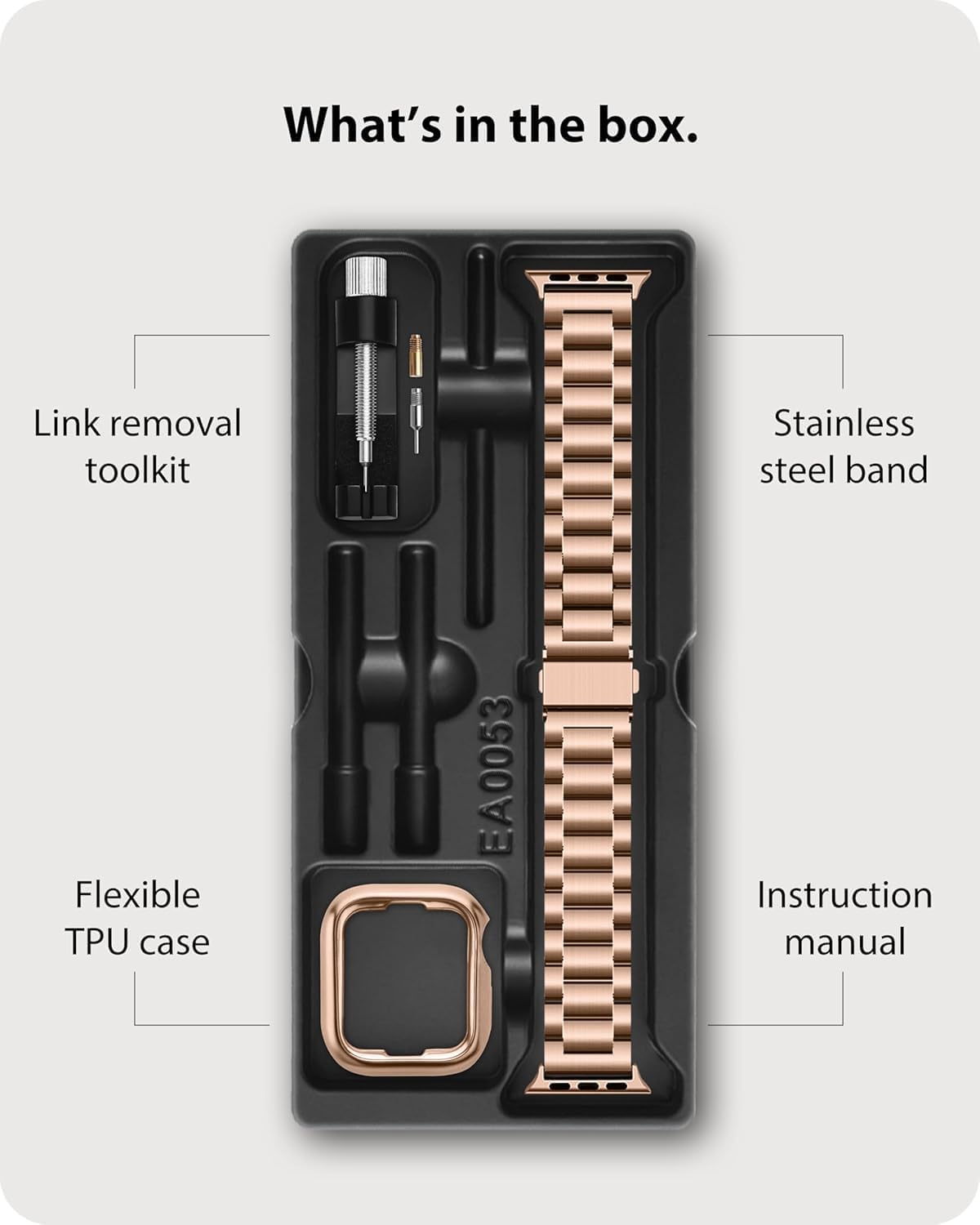 Fullmosa Metal Band Compatible with Apple Watch Bands Series 11 10 46mm, Stainless Steel Strap iWatch Band with Case for Apple Watch, Rose Gold - Image 5