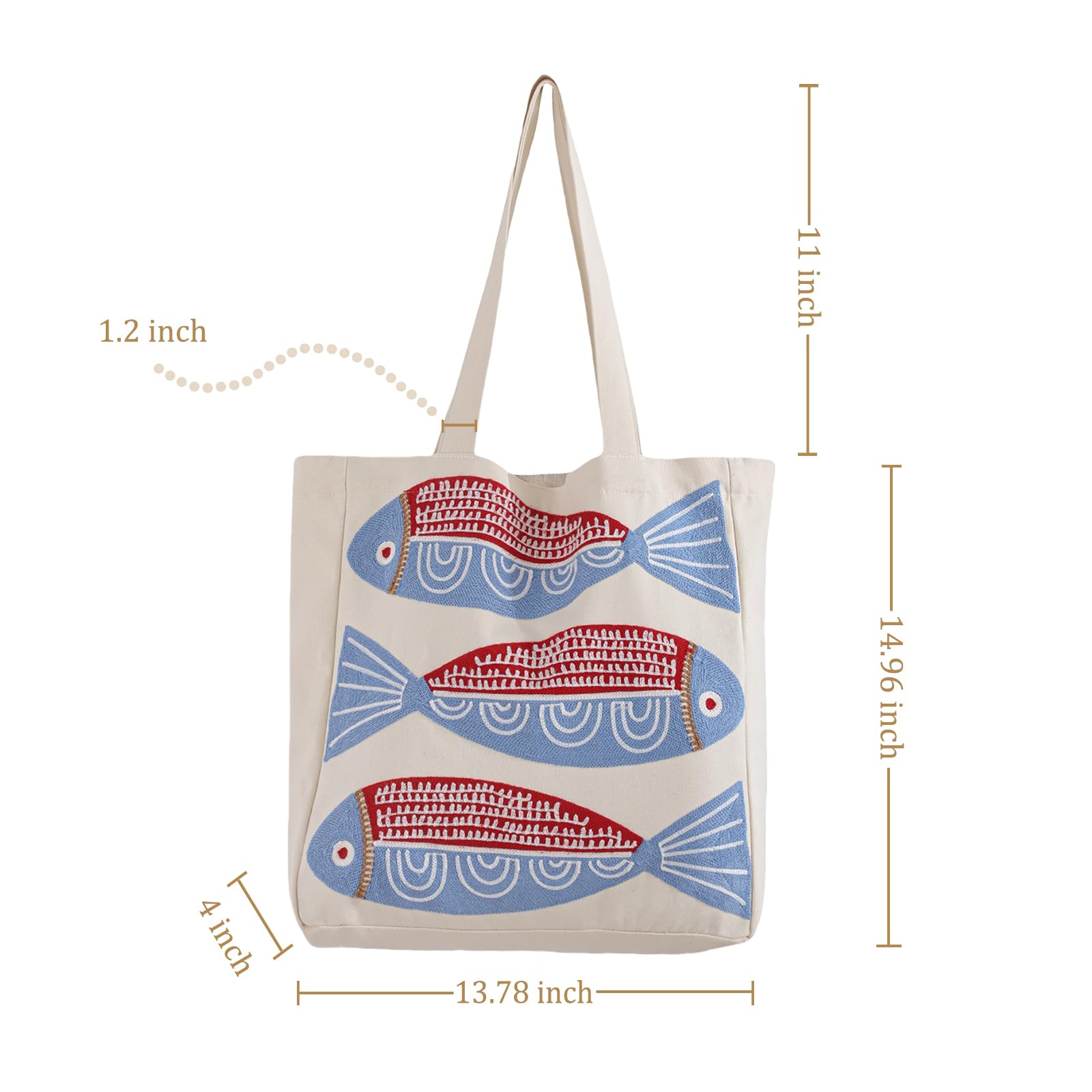 Ozean Stickerei Frauen Tasche Sommer Leinwand Strandtasche Wiederverwendbare Einkaufstasche Einkaufsbuch