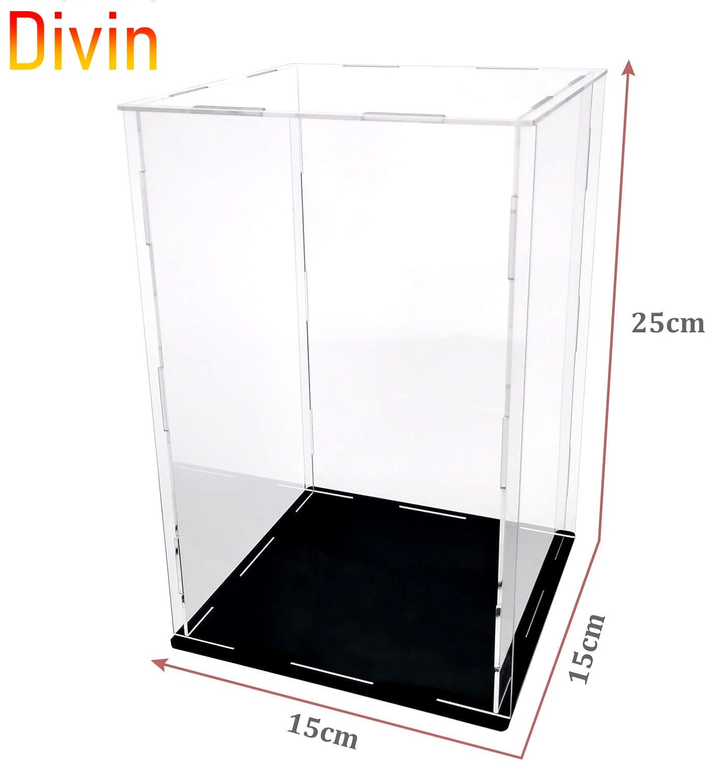 Divin Acrylic Display for Organizing Collectibles Clear Box Display Action Figures Home Storage Mini Toys Gifts for Lover, Dust-Free, Clear Display Box (Black+Clear, 15X15X25Cm; 6X6X10) 2