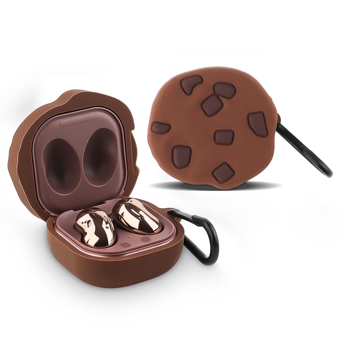 Silicone Case Protective Cover with Cute Cartoon Design for Samsung Galaxy Buds FE & Pro & 2 Series & Live, with Carabiner