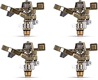GDHSWJ Brass Impact Sprinkler Heads - 1/2 Inch Adjustable 360° Nozzles, 4-Pack for Large Garden Lawn Patio Irrigation