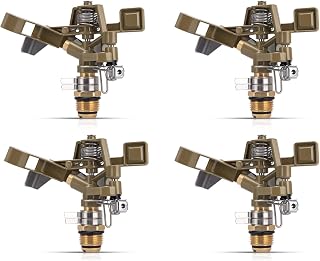 GDHSWJ Brass Impact Sprinkler Heads - 1/2 Inch Adjustable 360° Nozzles, 4-Pack for Large Garden Lawn Patio Irrigation