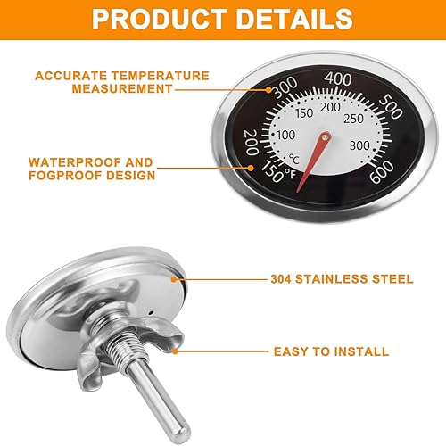 Miniatura 62 de Medidor de termómetro para ahumador Oklahoma Joe's Accesorios para ahumadores 3695528R06 Oklahoma Joe Parrilla Indicador de calor preciso para la 3