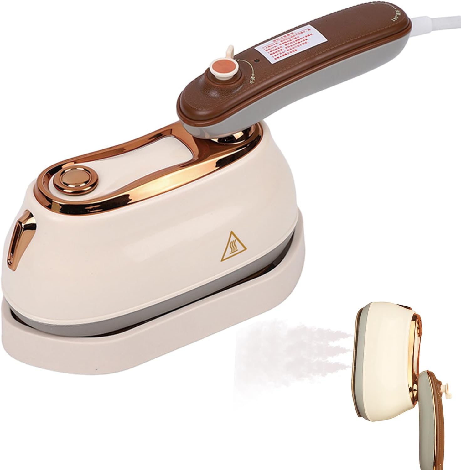 Travel Clothes Steamer, 1200W High-Power Handheld Steam Iron, 2-In-1 Steamer&Iron, Small Hanging Iron with 3-Speed Temperature Regulation, 15S Heating, 110ml, Suitable for Home, Travel&Dorm (Beige)