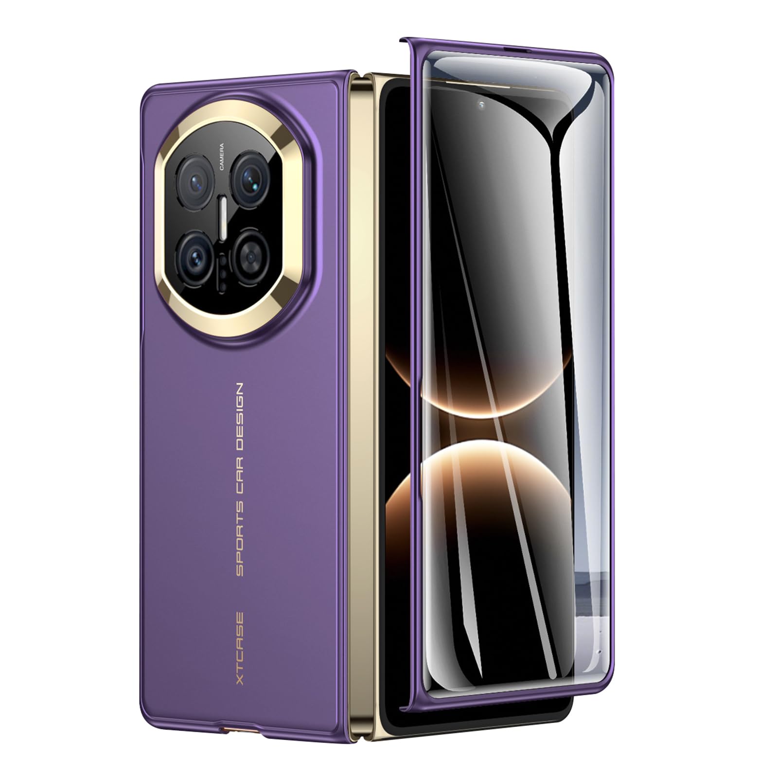 Case for Huawei Mate X7, Built-in Screen Protector Full Wrap Protection Cover Camera Anti-Fall PC Shell,Purple,Mate X7