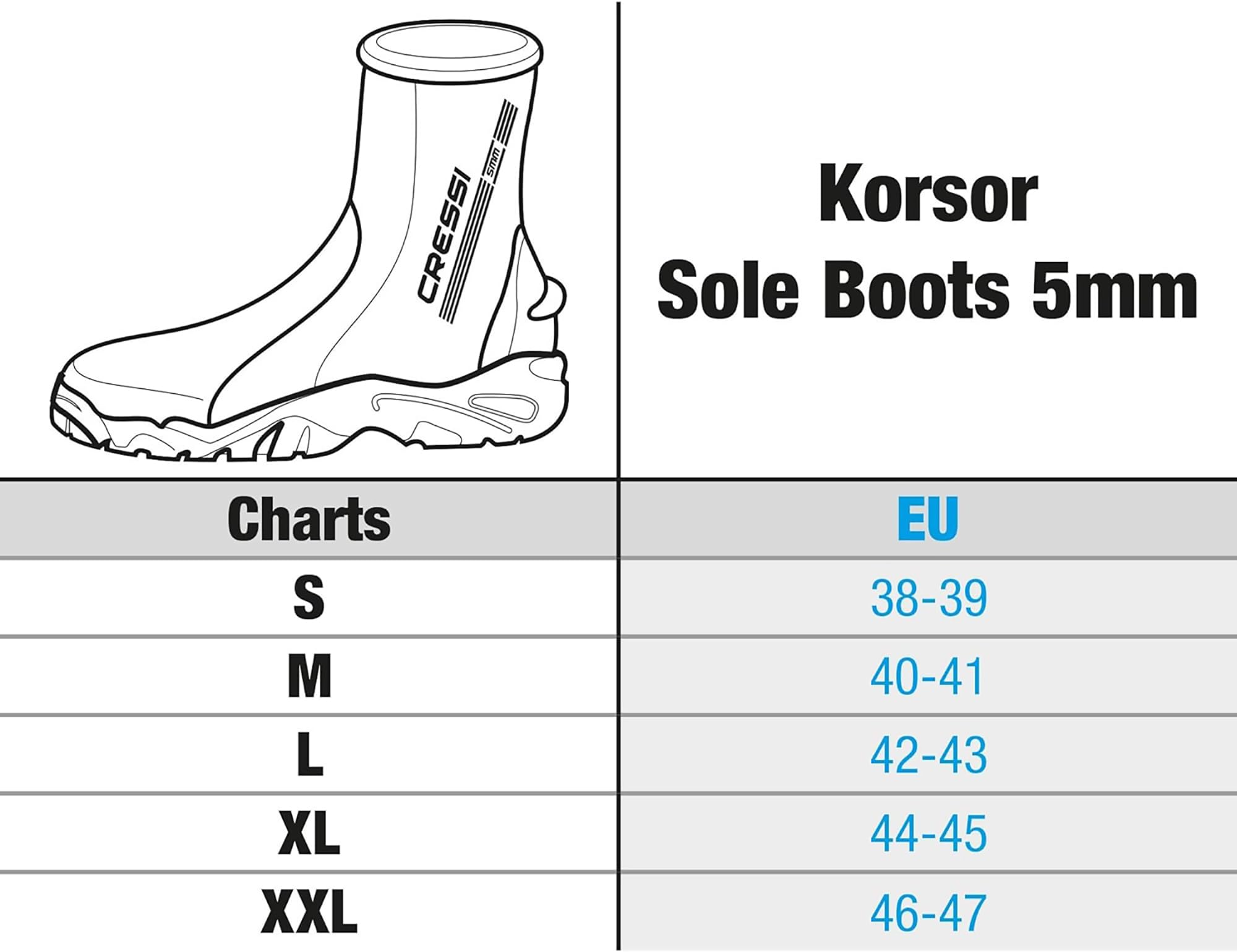 CRESSI Korsor Rigid Sole Boots 5mm Bottes de Plongée Unisex Néoprène