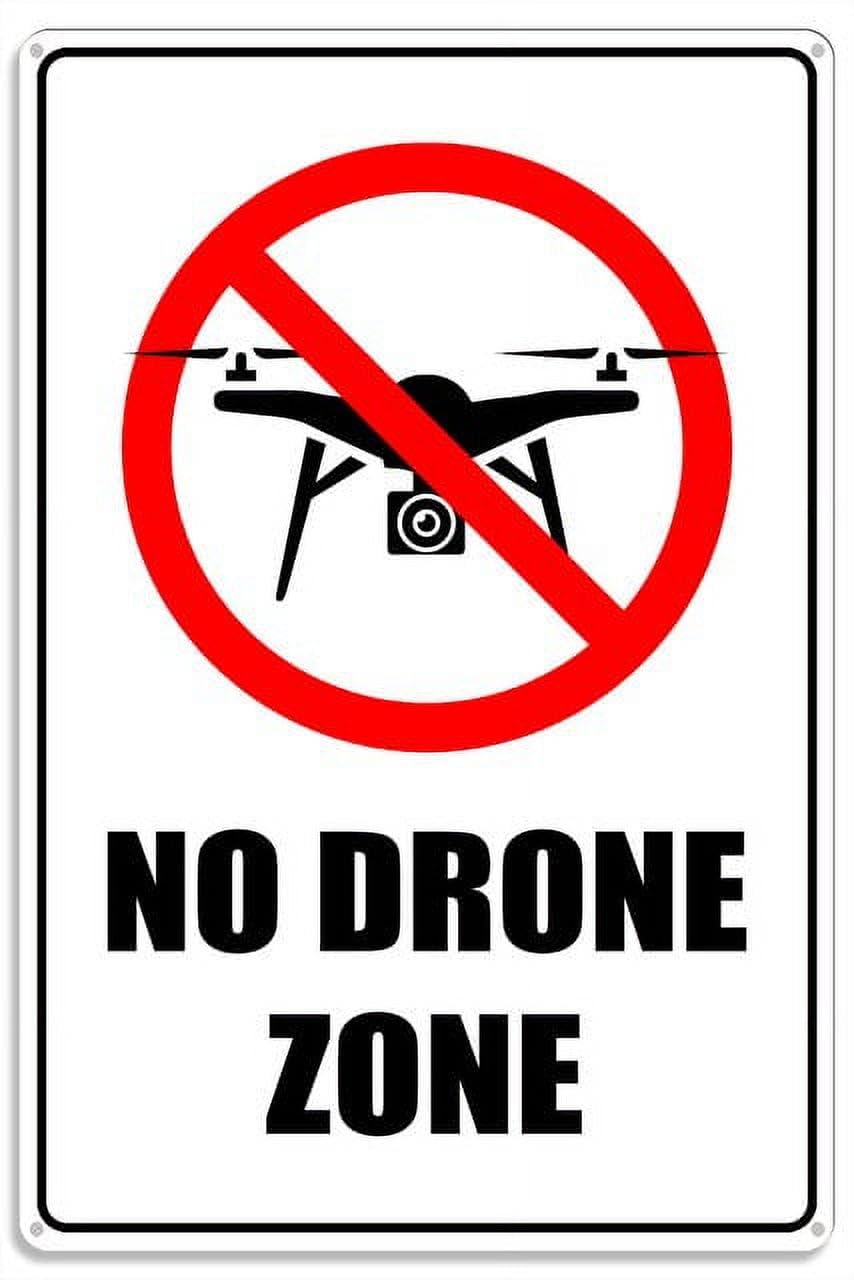 No Drone Zone Metal Sign With Symbol 8"x12" Aluminum UV Printed 4 Pre-Drilled Holes For Security Staff, Property Managers - Restricted Zones