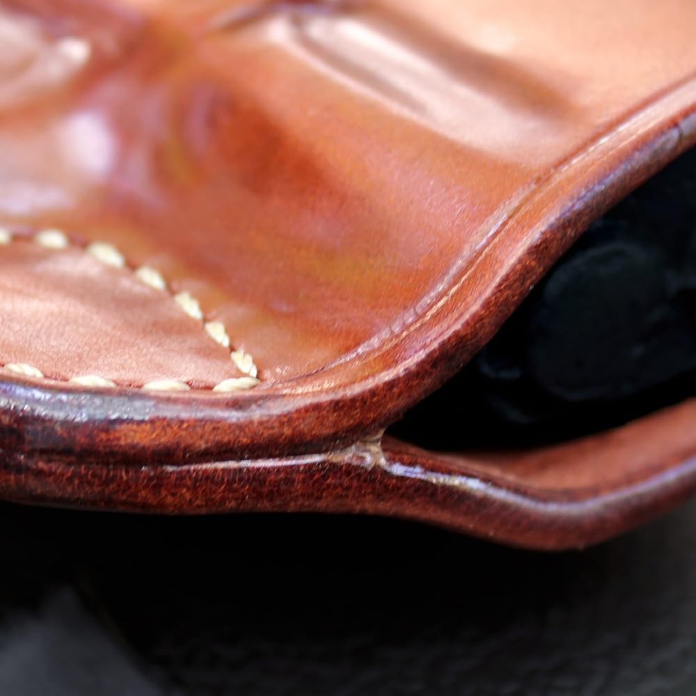 Masc Premium Leather Paddle Holster Open Top for CC9 Micro Compact 9mm 3.32" Barrel, Right-Hand Draw, Brown #1693#