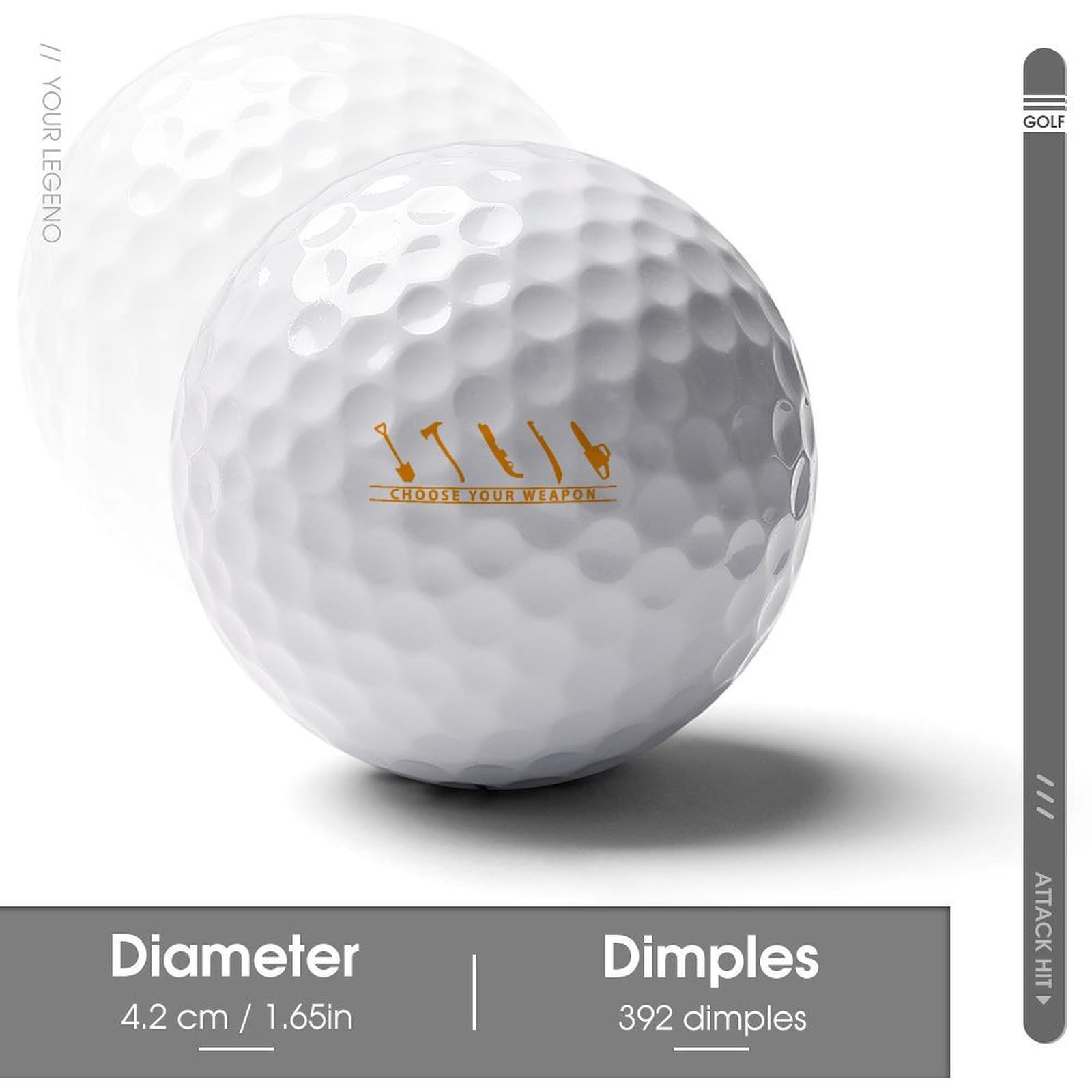 Choose Your Weapon Logo Golf Balls Personalized Ball Custom for Men Women Boyfriend Husband