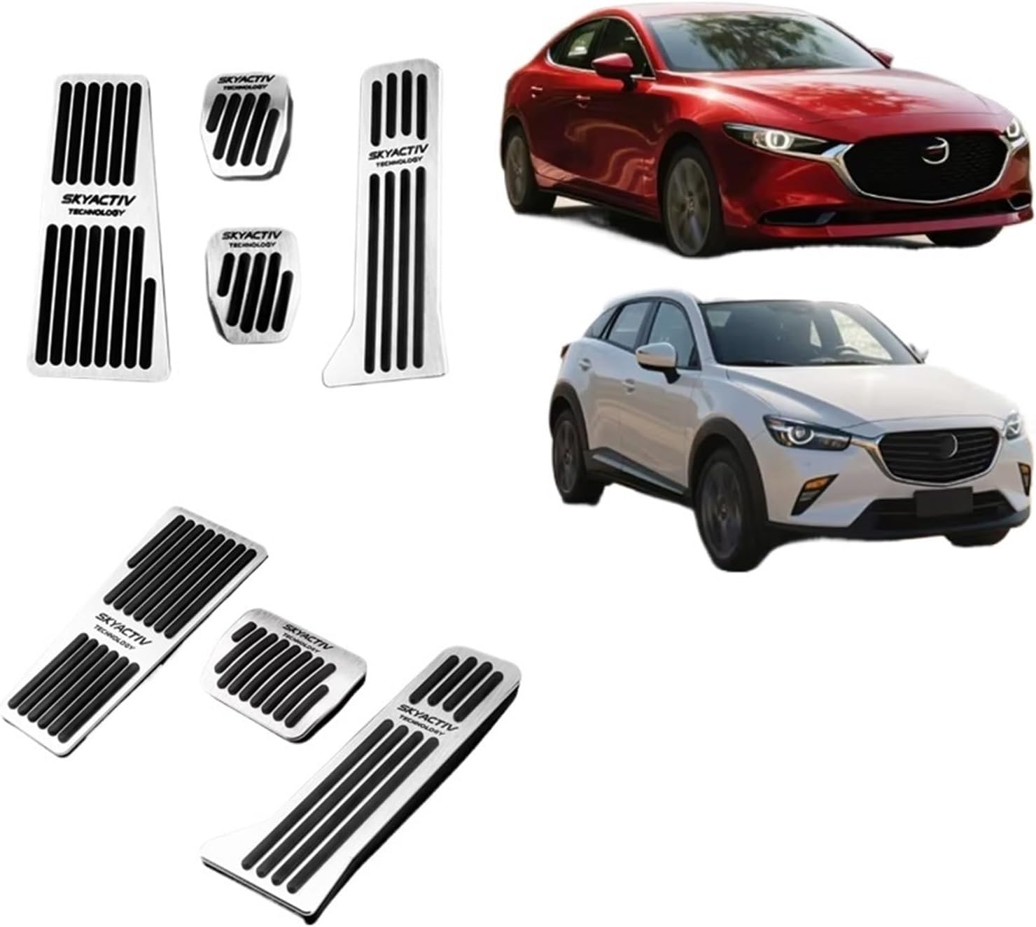 Car Accelerator Footrest Pedal Brake Clutch Pad Accessories Fit For 2 3 6 BM GJ CX-5 CX5 KE KF CX-3 CX7 CX-8 CX-9 Axela ATenza(LHD AT 3pcs Silver)