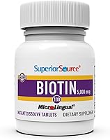 Vista 4 de Superior Source Biotina 5000 mcg. Tabletas microlingües de disolución rápida bajo la lengua, 100 unidades, apoya el crecimiento saludable