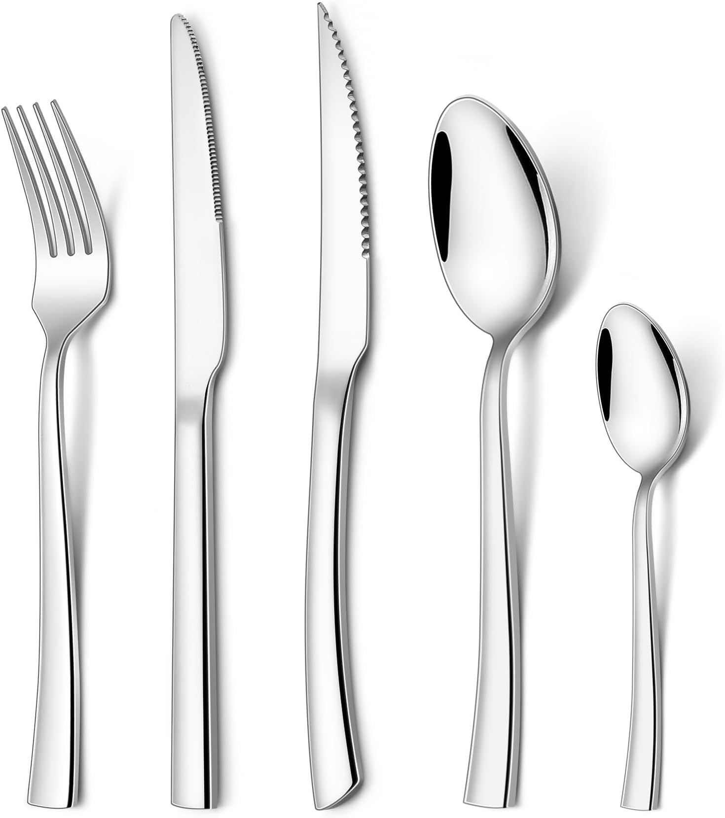 Homikit Cutlery Sets with Steak Knives, 30 Pieces Stainless Steel Flatware Set for 6 People, Included Knives Forks Spoons for Camping Kitchen Party, Non-Toxic, Mirror Polished & Dishwasher Safe