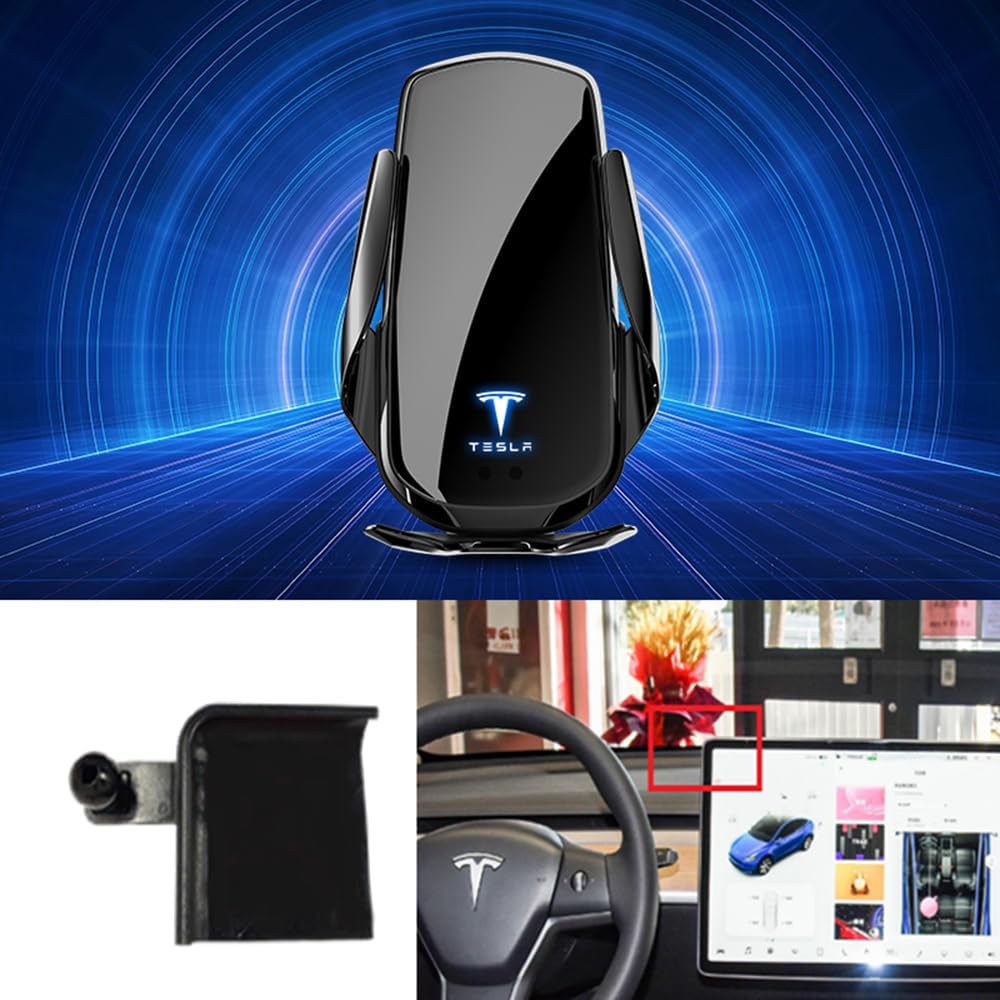 Soporte Móvil Coche,Soporte Móvil Coche para el Salpicadero Rejillas de Aire y Parabrisas para Tesla Model 3 Model Y 2020 2021 2022 2023 2024.,A-Black